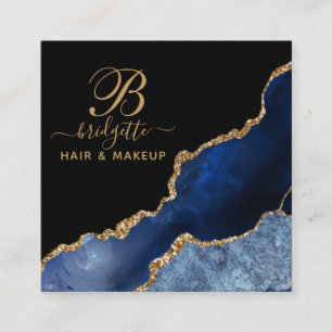 Tarjeta De Visita Cuadrada Monograma del artista de maquillaje Geode de la Ma