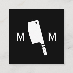Tarjeta De Visita Cuadrada Monograma del Carnicero Knife