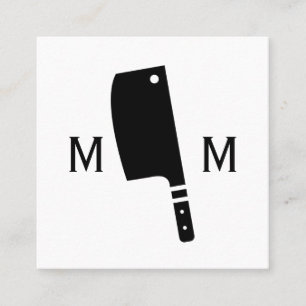 Tarjeta De Visita Cuadrada Monograma del Carnicero Knife
