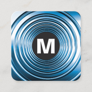 Tarjeta De Visita Cuadrada Monograma del punto circular - Azul de primavera l