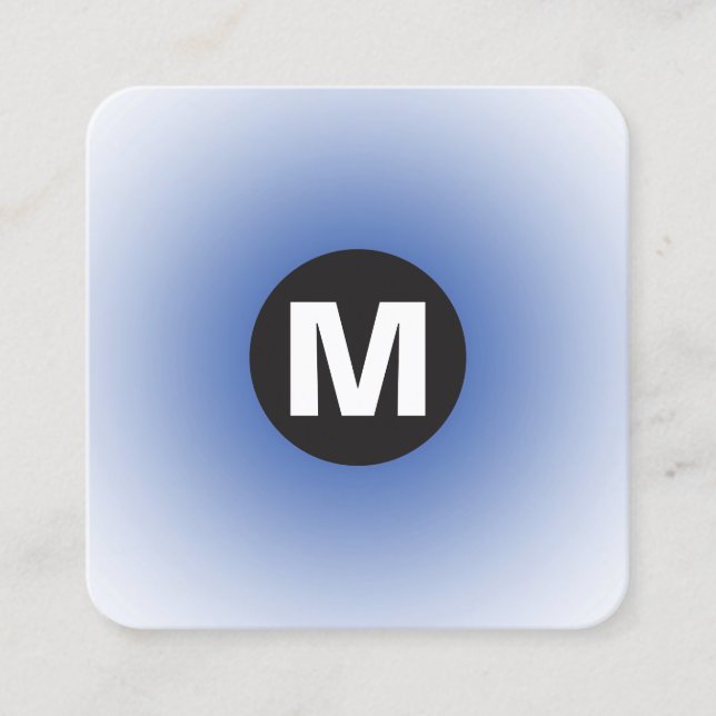 Tarjeta De Visita Cuadrada Monograma del punto circular - Gradiente - Azul ma (Anverso)