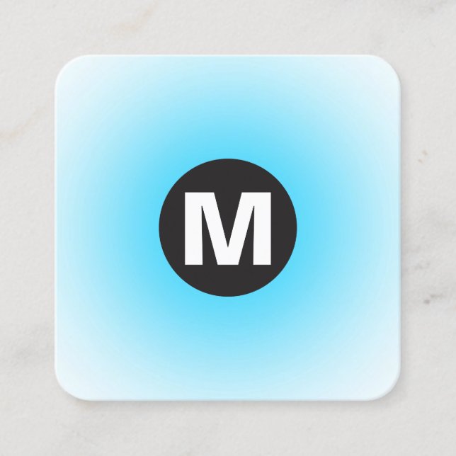 Tarjeta De Visita Cuadrada Monograma del punto circular - Gradiente - Azul y  (Anverso)