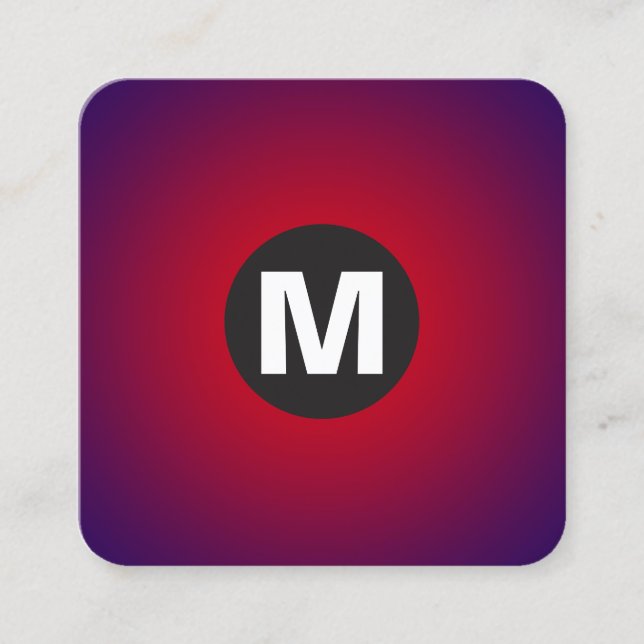 Tarjeta De Visita Cuadrada Monograma del punto circular - Gradiente - Marina  (Anverso)