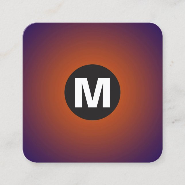 Tarjeta De Visita Cuadrada Monograma del punto circular - Gradiente - Naranja (Anverso)