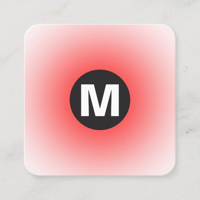 Tarjeta De Visita Cuadrada Monograma del punto circular - Gradiente - Rojo so (Anverso)
