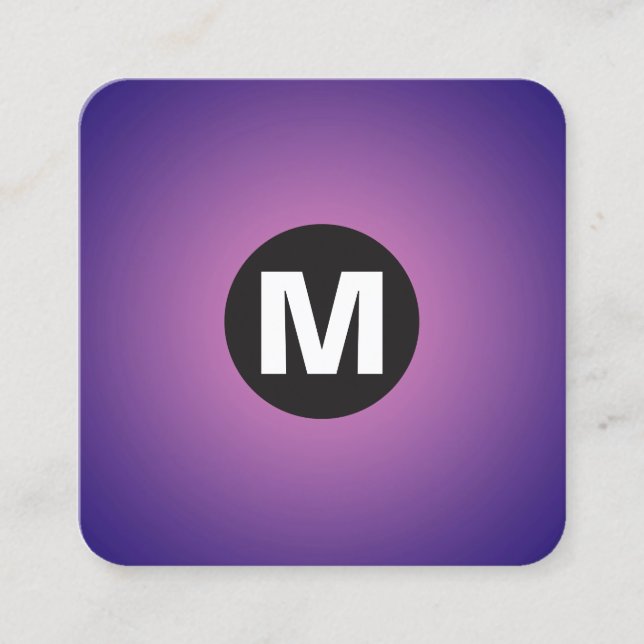 Tarjeta De Visita Cuadrada Monograma del punto circular - Gradiente - Rosa so (Anverso)