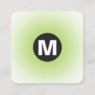 Tarjeta De Visita Cuadrada Monograma del punto circular - Gradiente - Verde m