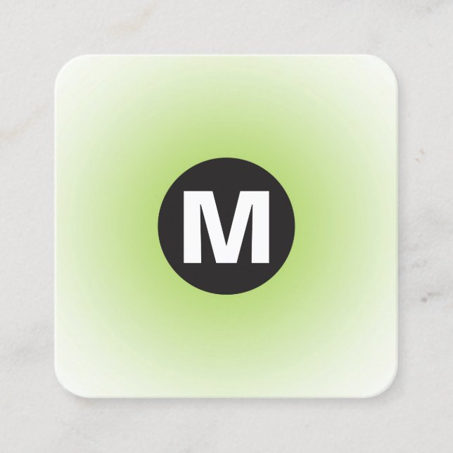 Tarjeta De Visita Cuadrada Monograma del punto circular - Gradiente - Verde m (Anverso)