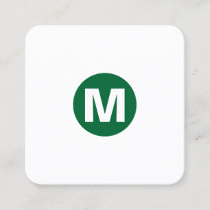 Tarjeta De Visita Cuadrada Monograma del punto circular - Verde forestal