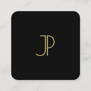 Tarjeta De Visita Cuadrada Monograma Dorado Lujo Moderno Plantilla Elegante