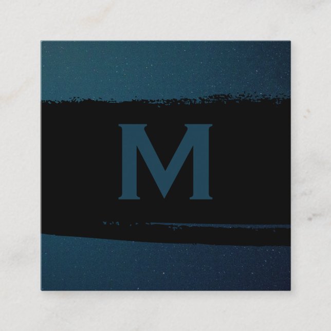 Tarjeta De Visita Cuadrada Monograma ejecutivo | Pincel negro | Corporativa (Anverso)