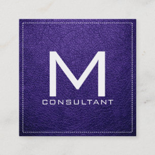Tarjeta De Visita Cuadrada Monograma elegante moderno magenta de cuero violet