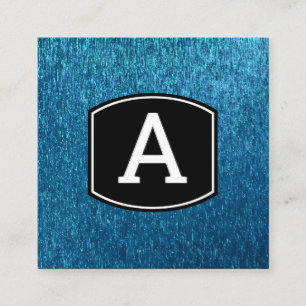 Tarjeta De Visita Cuadrada Monograma    Fondo brillante de textura azul