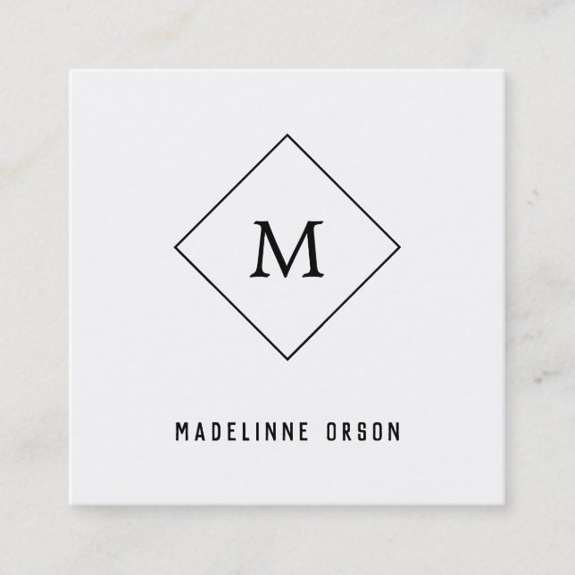 Tarjeta De Visita Cuadrada Monograma minimalista (Anverso)