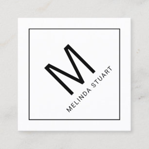 Tarjeta De Visita Cuadrada Monograma Minimalista moderno con bus cuadrado de