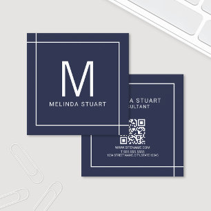 Tarjeta De Visita Cuadrada Monograma Minimalista moderno con bus cuadrado de 