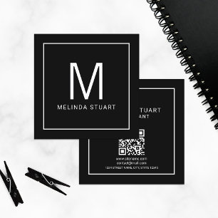 Tarjeta De Visita Cuadrada Monograma Minimalista moderno con bus cuadrado de 