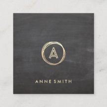 Monograma moderno Chalkboard Luxe Gold Circle