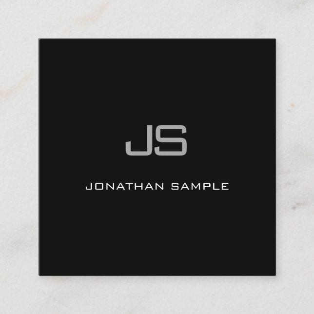 Tarjeta De Visita Cuadrada Monograma moderno creativo blanco negro sencillo l (Anverso)