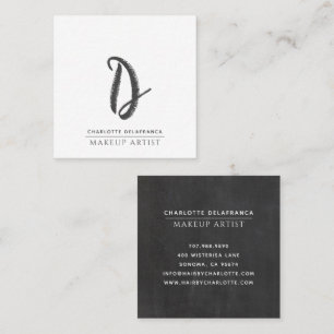 Tarjeta De Visita Cuadrada Monograma moderno de maquillaje Minimalista