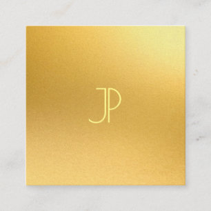 Tarjeta De Visita Cuadrada Monograma moderno de oro elegante plantilla lujoso