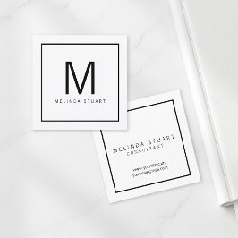 Tarjeta De Visita Cuadrada Monograma moderno en blanco y negro
