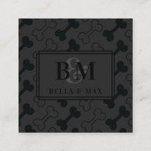 Monograma moderno negro sobre patrón óseo de perro