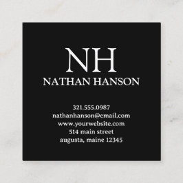 Tarjeta De Visita Cuadrada Monograma negro simple moderno