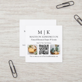 Tarjeta De Visita Cuadrada Monograma o Añadir logotipo comercial Código QR 2 