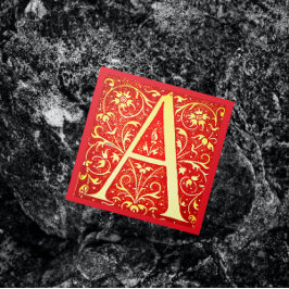 Tarjeta De Visita Cuadrada Monograma ornamental antiguo - capital A