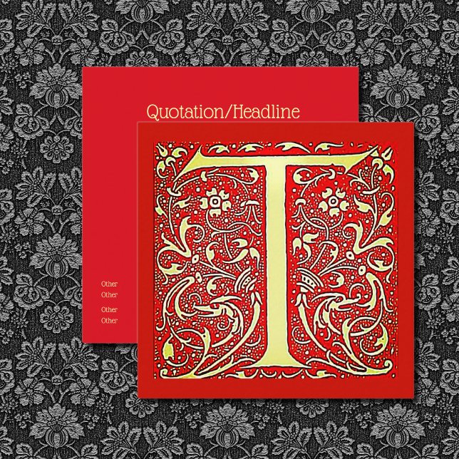 Tarjeta De Visita Cuadrada Monograma ornamental antiguo - capital T (Subido por el creador)