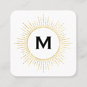 Tarjeta De Visita Cuadrada Monograma / Oro Iluminado