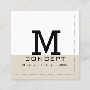 Tarjeta De Visita Cuadrada Monograma profesional blanco óseo moderno
