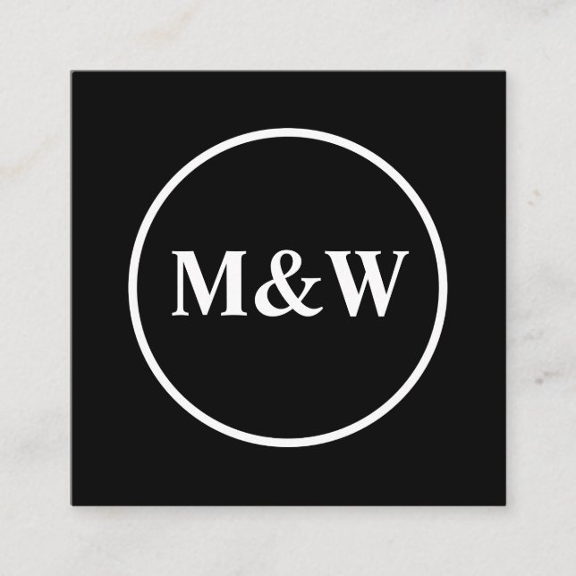 Tarjeta De Visita Cuadrada Monograma profesional elegante (Anverso)