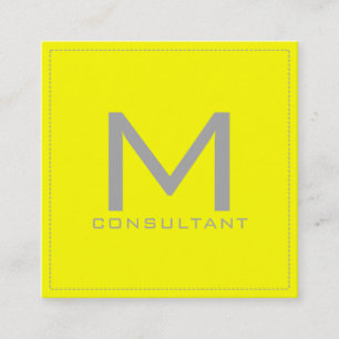 Tarjeta De Visita Cuadrada Monograma profesional elegante amarillo moderno