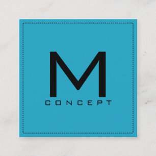 Tarjeta De Visita Cuadrada Monograma Profesional Elegante Ball Moderno Azul