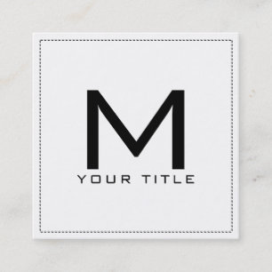 Tarjeta De Visita Cuadrada Monograma profesional elegante blanco moderno