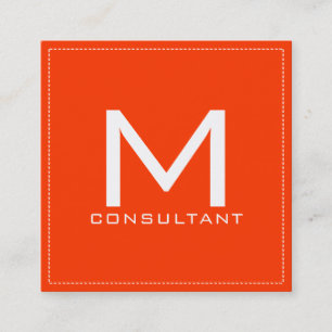 Tarjeta De Visita Cuadrada Monograma profesional Elegante Coquelicot Moderno