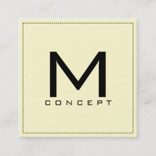 Tarjeta De Visita Cuadrada Monograma Profesional Elegante Crema Moderna
