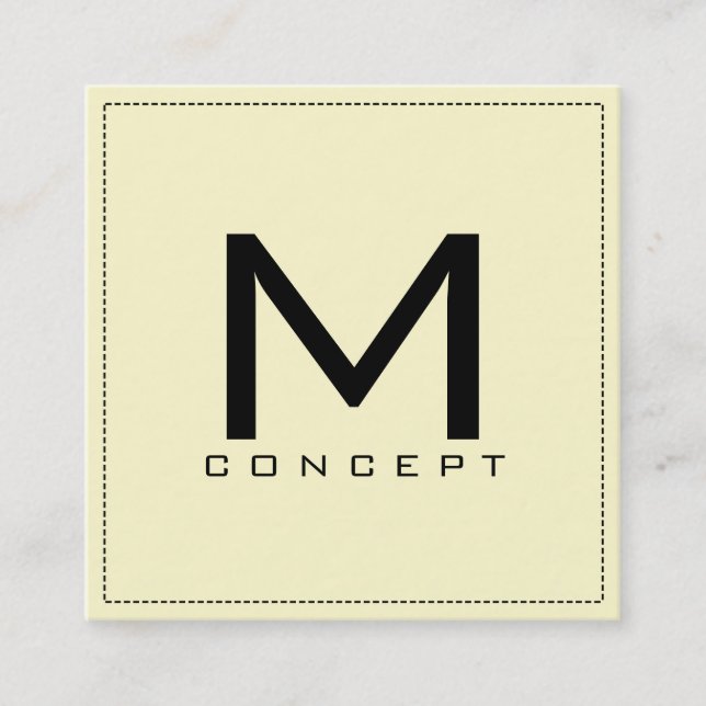 Tarjeta De Visita Cuadrada Monograma Profesional Elegante Crema Moderna (Anverso)