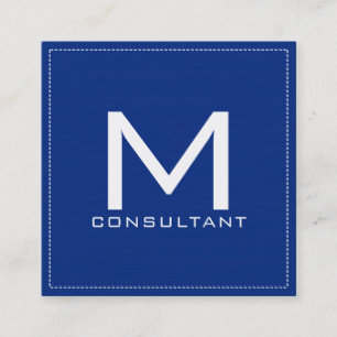 Tarjeta De Visita Cuadrada Monograma Profesional Elegante Marina Moderna