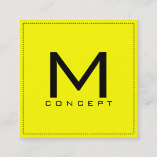 Tarjeta De Visita Cuadrada Monograma Profesional Elegante Moderno Amarillo