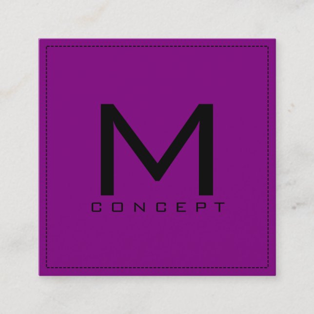 Tarjeta De Visita Cuadrada Monograma Profesional Elegante Moderno Morado (Anverso)