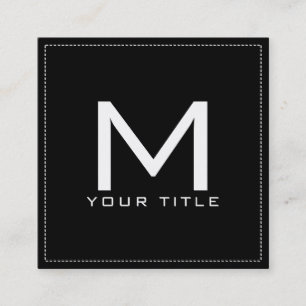 Tarjeta De Visita Cuadrada Monograma Profesional Elegante Moderno Negro