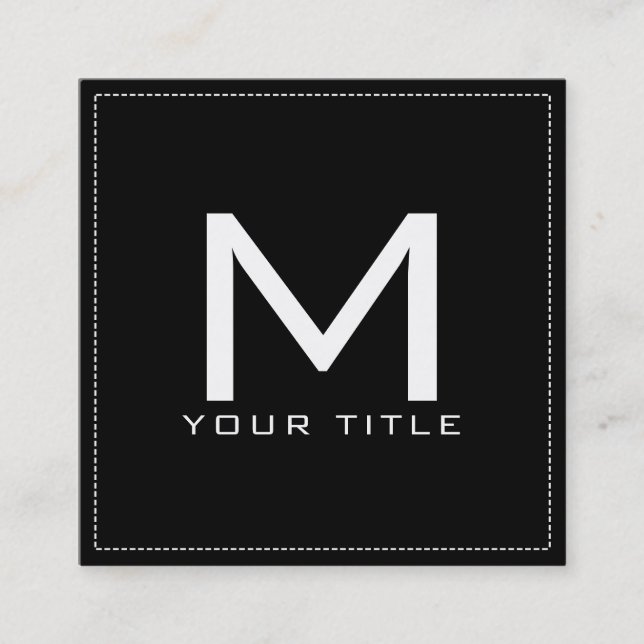 Tarjeta De Visita Cuadrada Monograma Profesional Elegante Moderno Negro (Anverso)