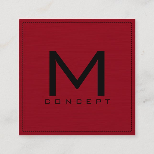 Tarjeta De Visita Cuadrada Monograma profesional elegante moderno rojo oscuro (Anverso)