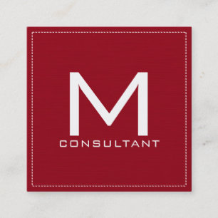 Tarjeta De Visita Cuadrada Monograma profesional elegante moderno rojo oscuro