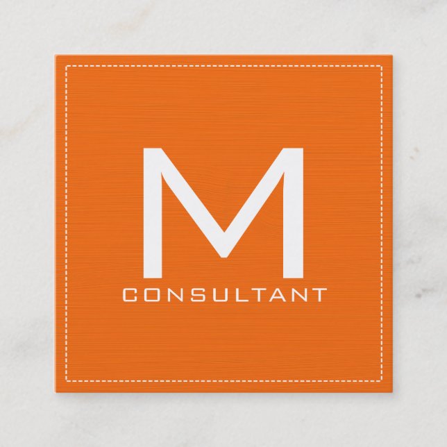 Tarjeta De Visita Cuadrada Monograma profesional Elegante Naranja moderno (Anverso)