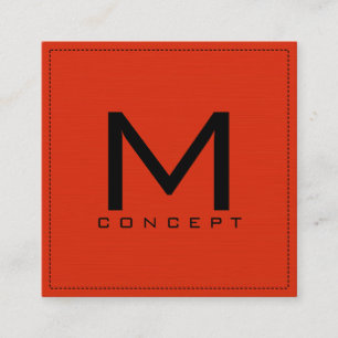 Tarjeta De Visita Cuadrada Monograma Profesional Elegante Naranja Rojo Modern