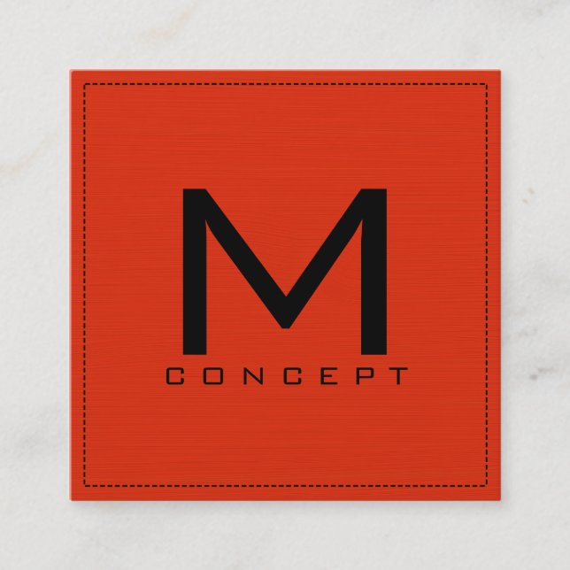 Tarjeta De Visita Cuadrada Monograma Profesional Elegante Naranja Rojo Modern (Anverso)